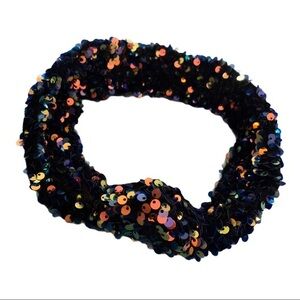 Blue/Gold Sequined knotted Headband Soft Body